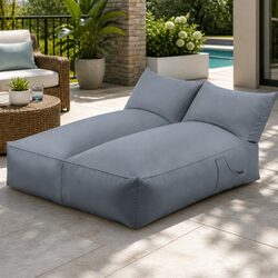 Outdoor Bean Bag Chair Cover 2 Seater Lounge Sofa Grey Water-Resistant