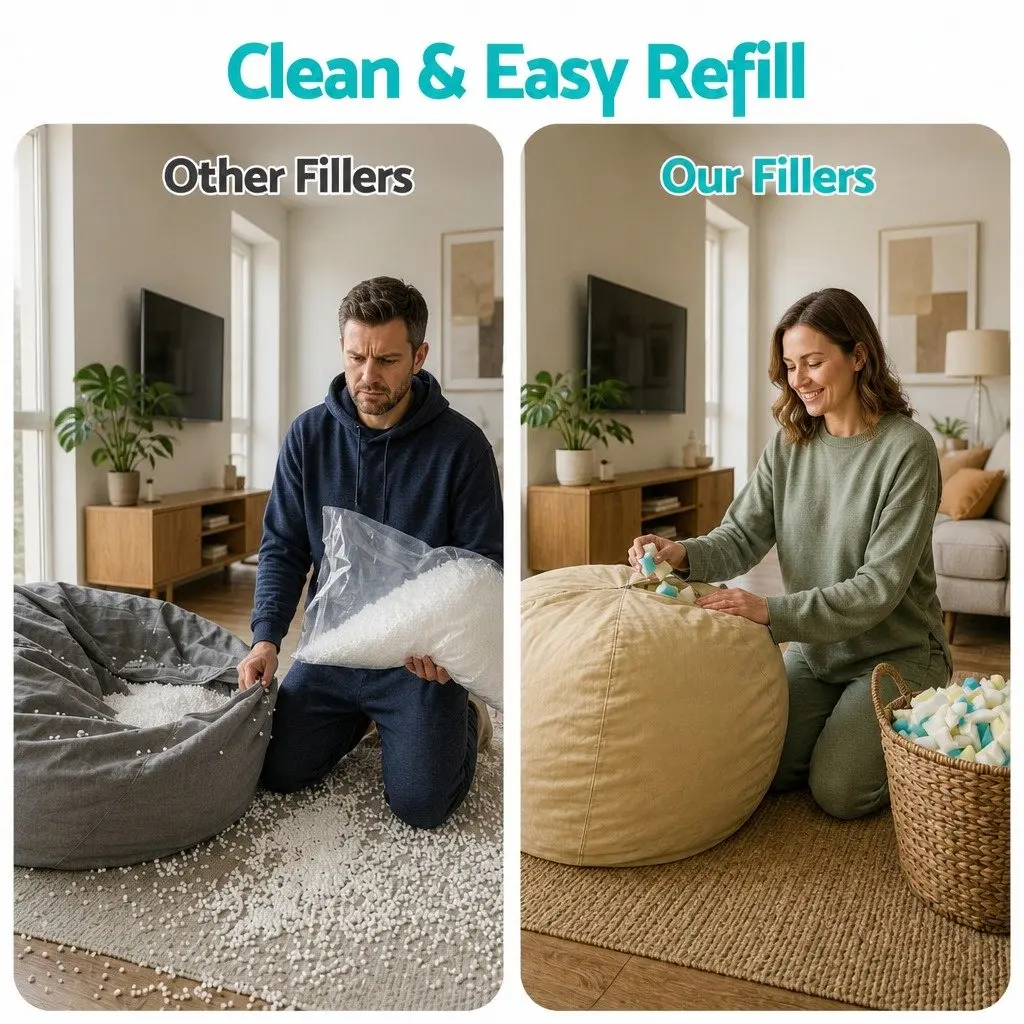 Shredded Memory Foam Bean Bag Filler 25lbs Refill Cushion Pillow Dog Bed Yellow and White