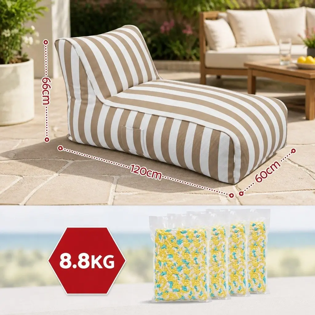 Bean Bag Chair Indoor Outdoor Lounge Seat with Removable Washable Cover L-Shape