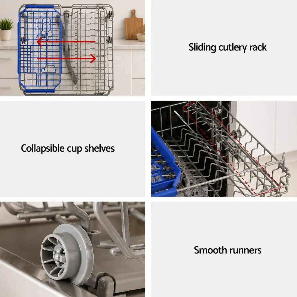 Freestanding Dishwasher 60cm 14 Place Settings Silver Stainless Steel Tub