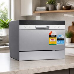 Benchtop Dishwasher 6 Place Settings Silver Compact Kitchen Freestanding