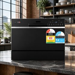Reliable Black Benchtop Dishwasher with 6 Place Settings