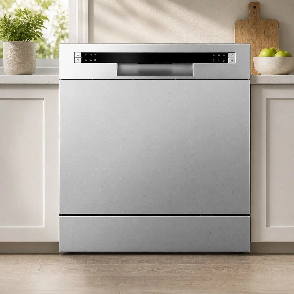Benchtop Dishwasher 8 Place Settings Silver Freestanding Compact Kitchen