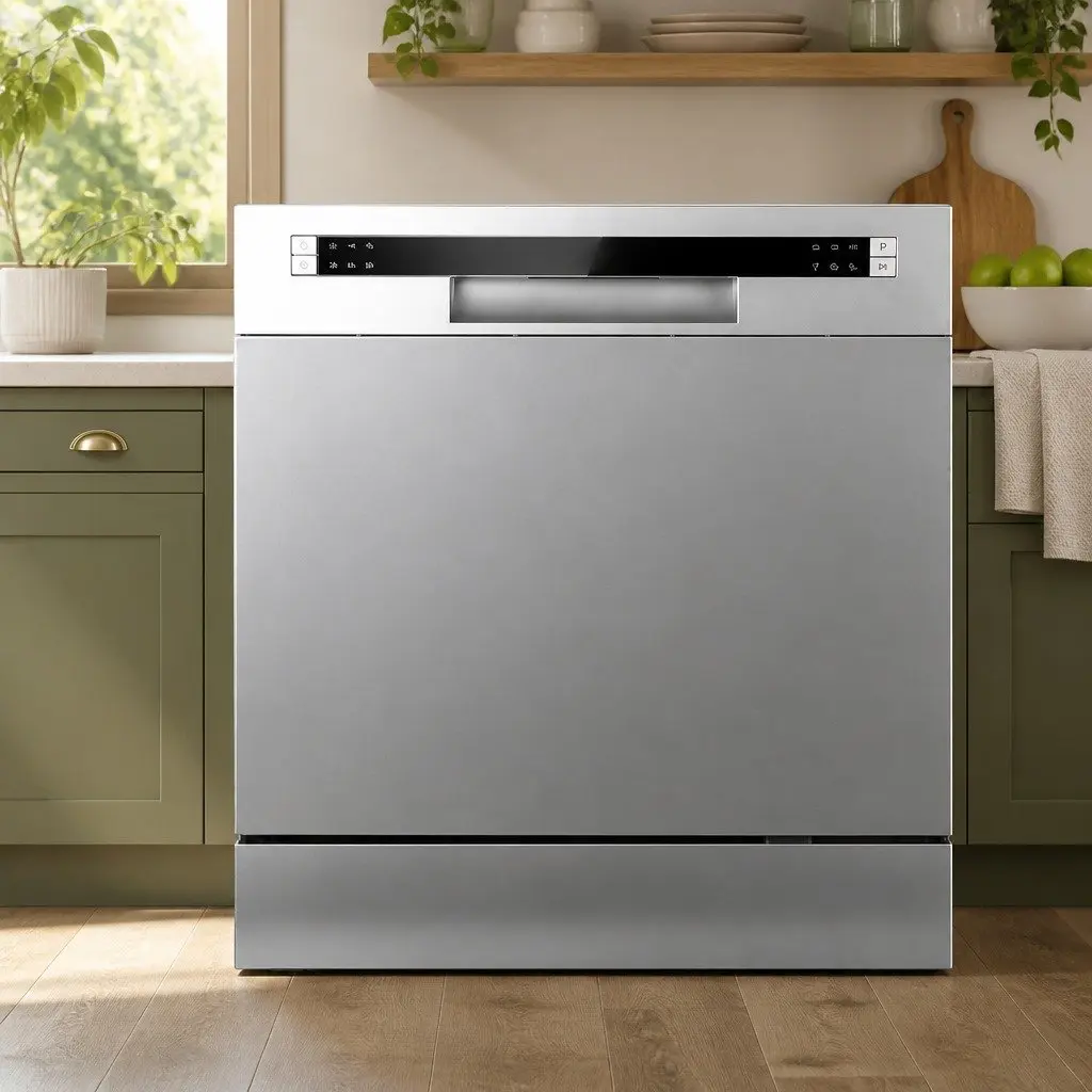 Benchtop Dishwasher 8 Place Settings Silver Freestanding Compact Kitchen