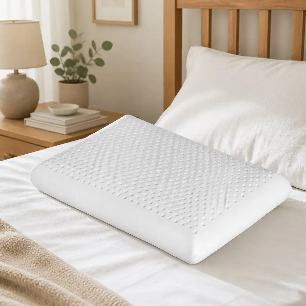 Natural Latex Pillow Cervical Neck Support 60cm x 40cm White Pair