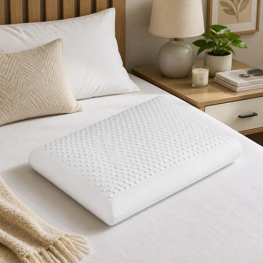 Natural Latex Pillow Cervical Neck Support 60cm x 40cm White Pair