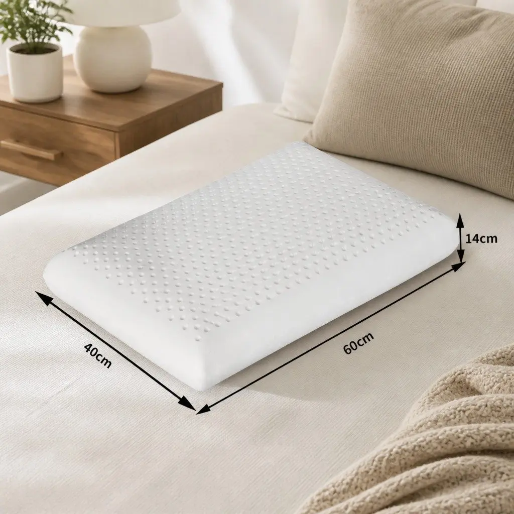 Natural Latex Pillow Cervical Neck Support 60cm x 40cm White Pair