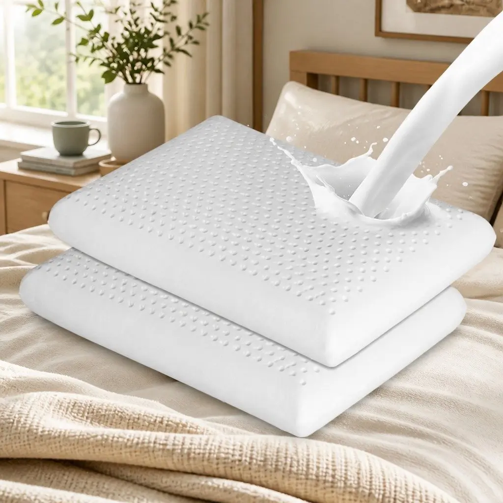Natural Latex Pillow Cervical Neck Support 60cm x 40cm White Pair