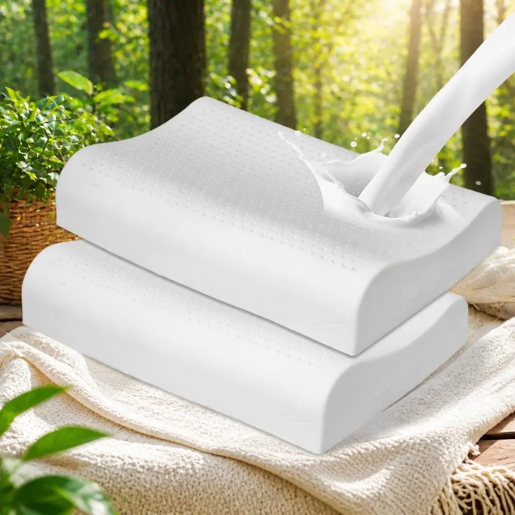 Natural Latex Pillows Cervical Neck Sleeping 60cm x 40cm White 2 Piece