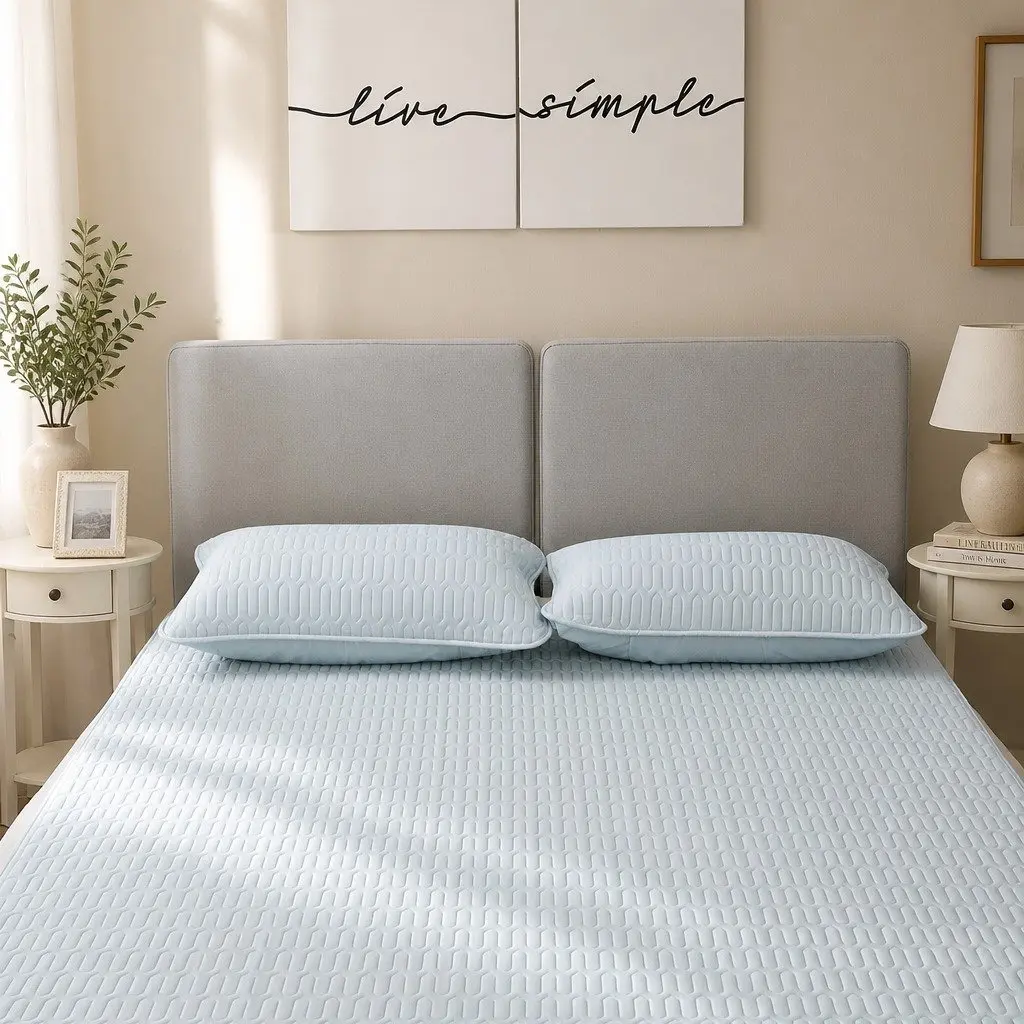 Latex Cooling Bed Sheet Set Fitted 3PCS Double Mattress Topper Machine Washable