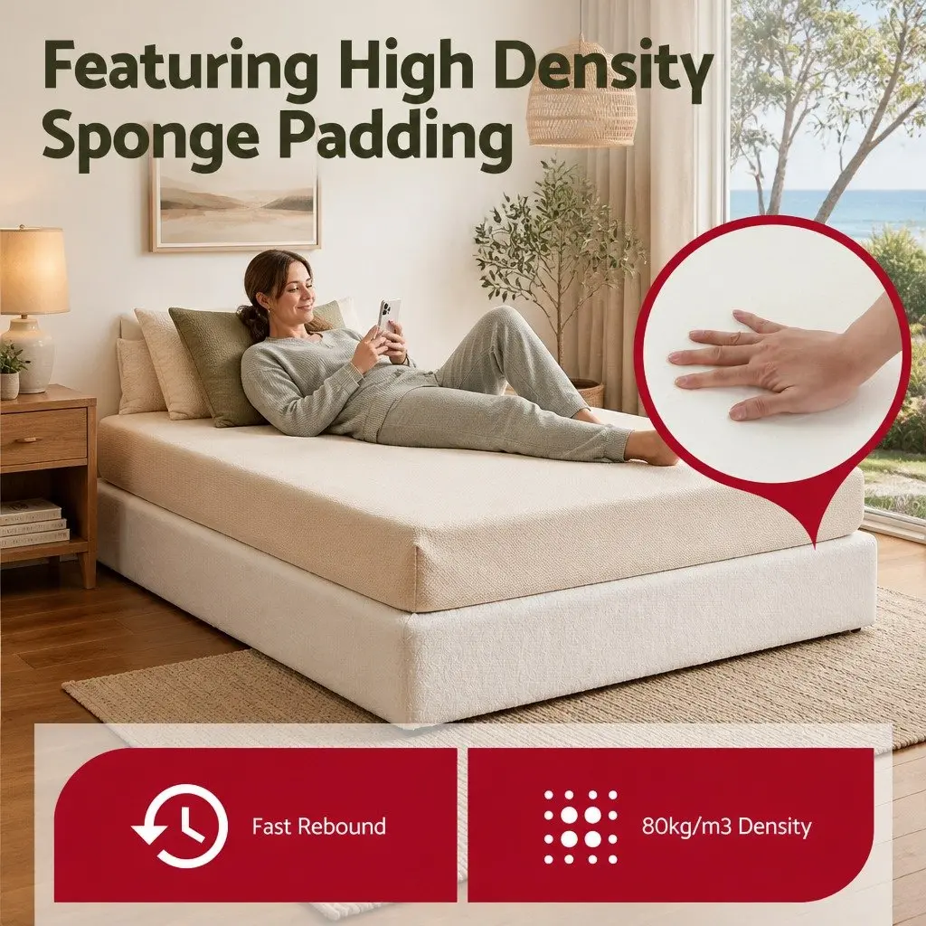 Compression Bed Frame Queen Size Boucle White