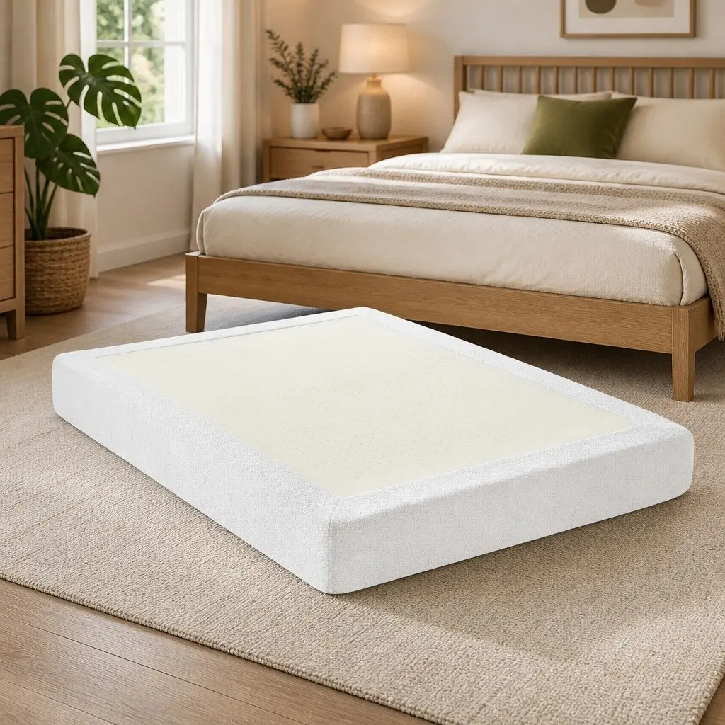 Compression Bed Frame Queen Size Boucle White