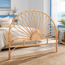 Reliable Queen Bed Headboard with Rattan Aesthetic