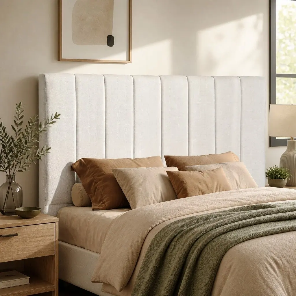 Double Bed Headboard with Linen Upholstery