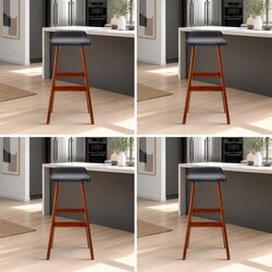 Bar Stools Set of 4 Black Wooden Bentwood Kitchen Counter Seating Padded