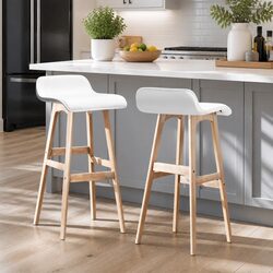 Comfortable and Durable White Bar Stools - Set of 2
