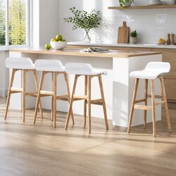 Value-Driven White Wooden Bar Stools Set of 4