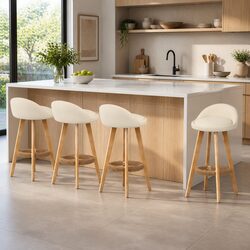 Comfortable Beige Bar Stools Set of 4 for Home Use
