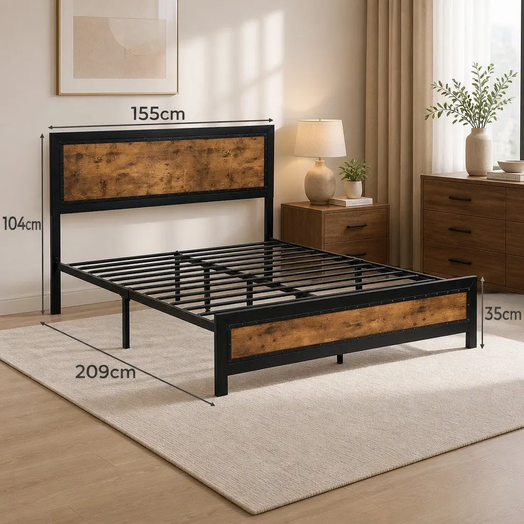 Queen Metal Bed Frame with Under-Bed Storage