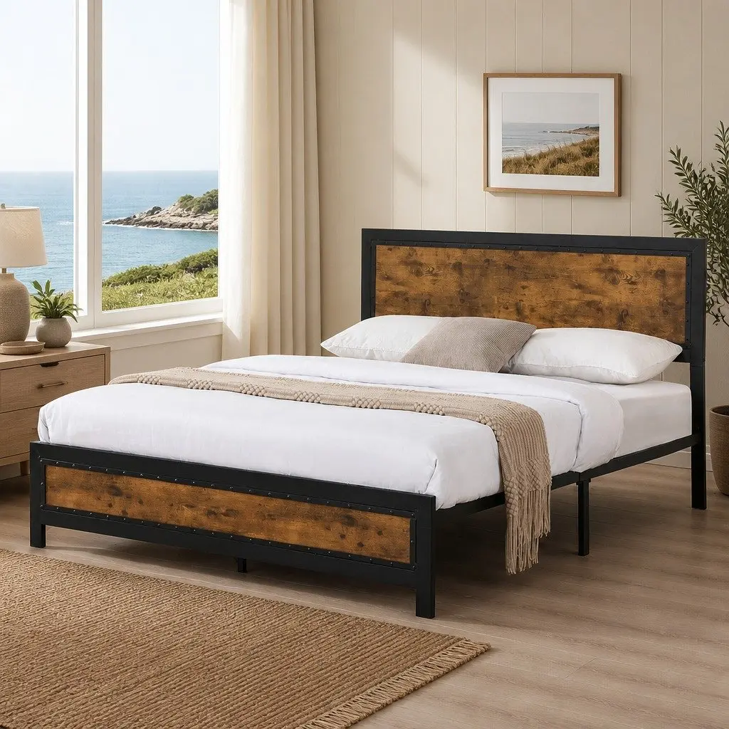 Queen Metal Bed Frame with Under-Bed Storage