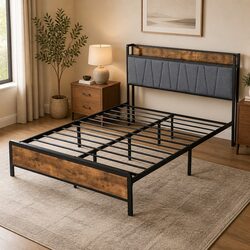 Quality Queen Bed Frame with Built-In Storage and Charging