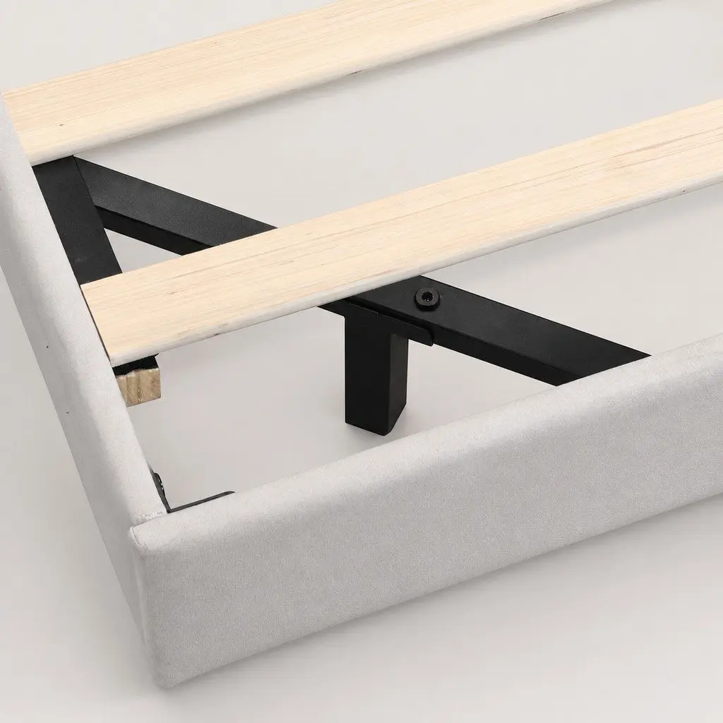 Floating Bed Frame with LED Light Adjustable Headboard Under Bed Storage White