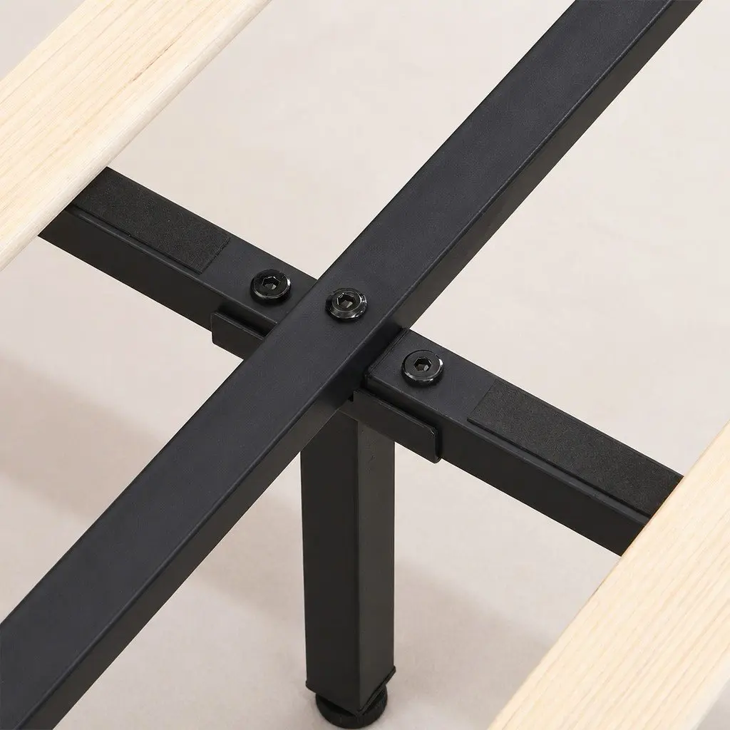 Double Floating Bed Frame with Adjustable Headboard LED Light Strips Underbed Storage Black