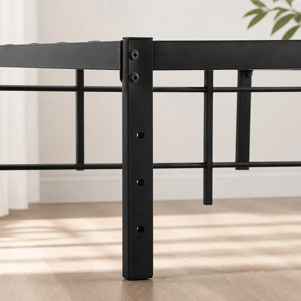 Metal Bed Frame Heavy Duty Full Size Storage Space Black