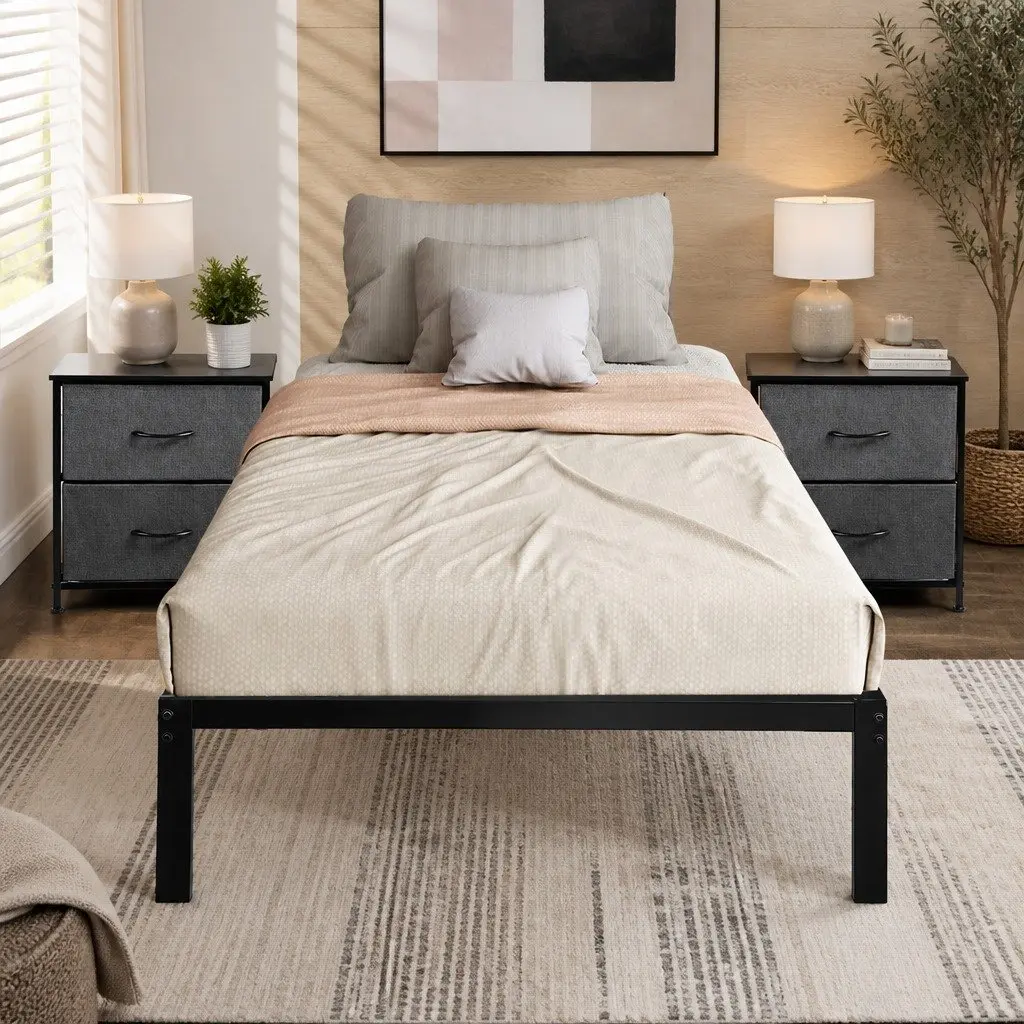Full Size Metal Bed Frame with Storage Benefits