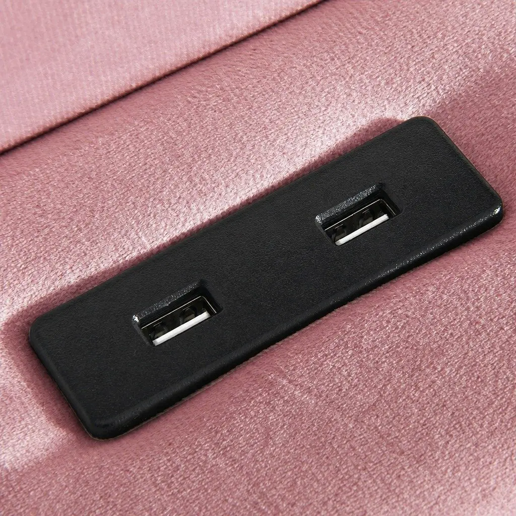 King Floating Bed Frame LED Headboard USB Charging Pink Modern Design