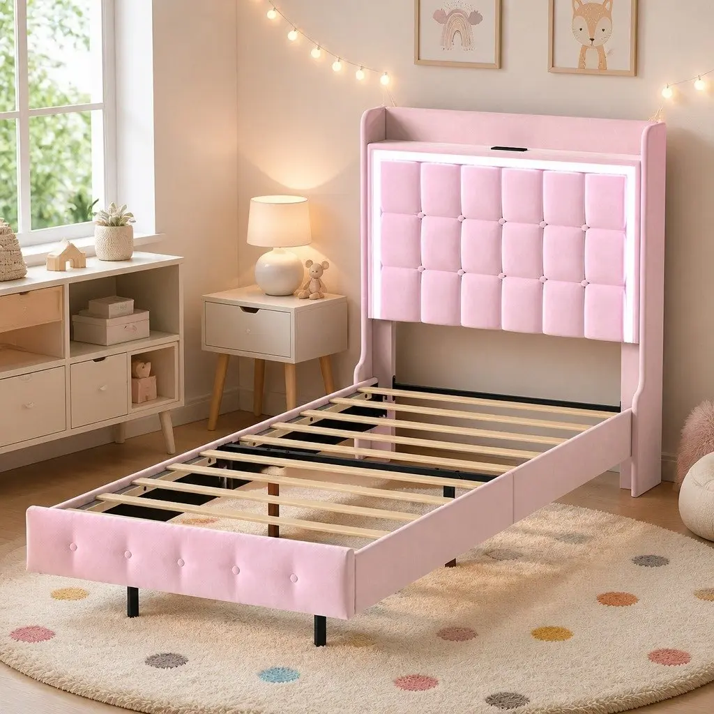 Pink Floating Bed Frame