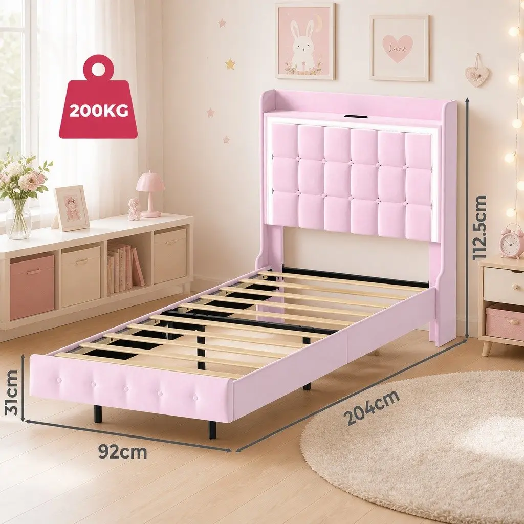 Pink Floating Bed Frame