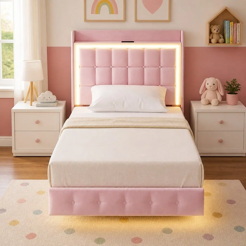Pink Floating Bed Frame