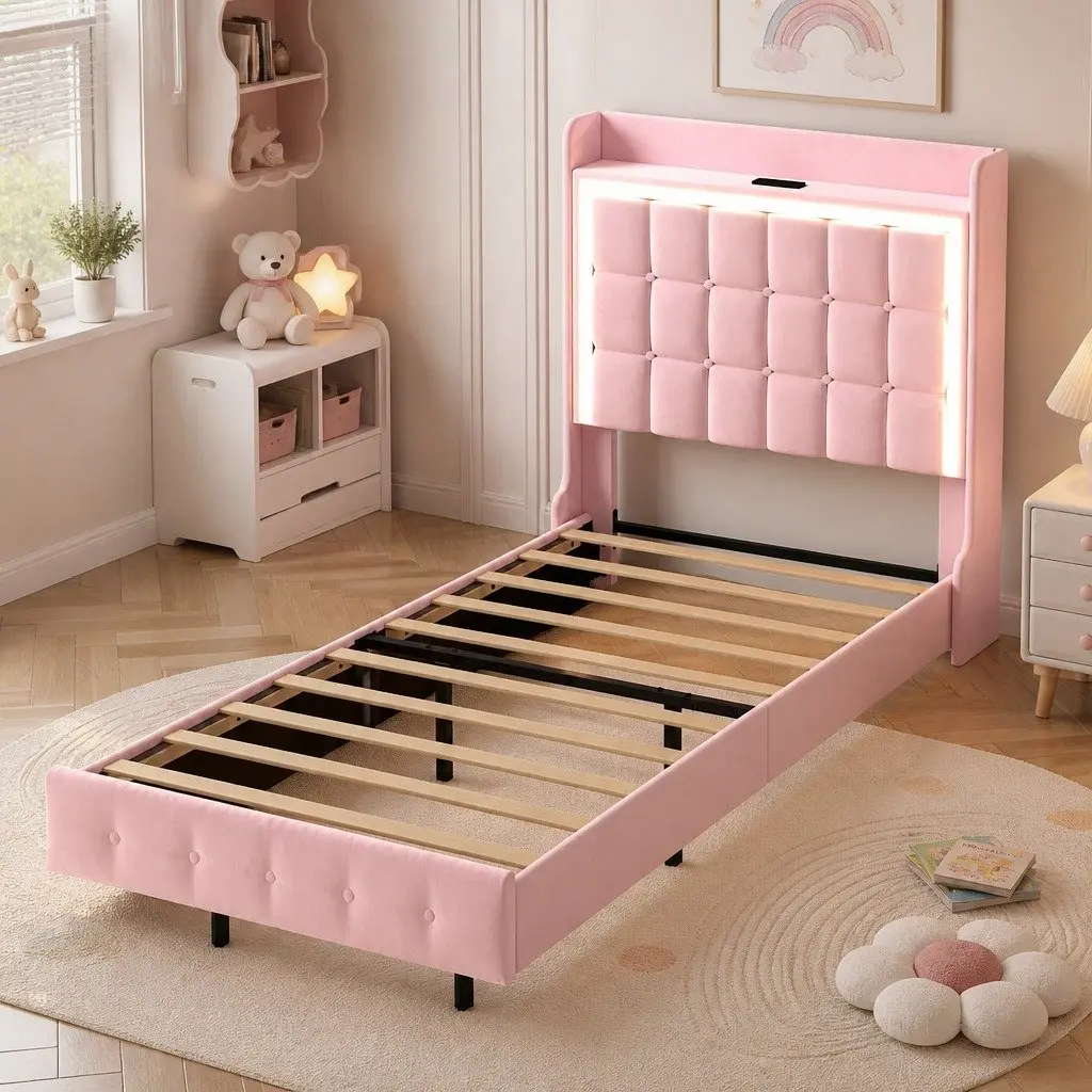 Pink Floating Bed Frame