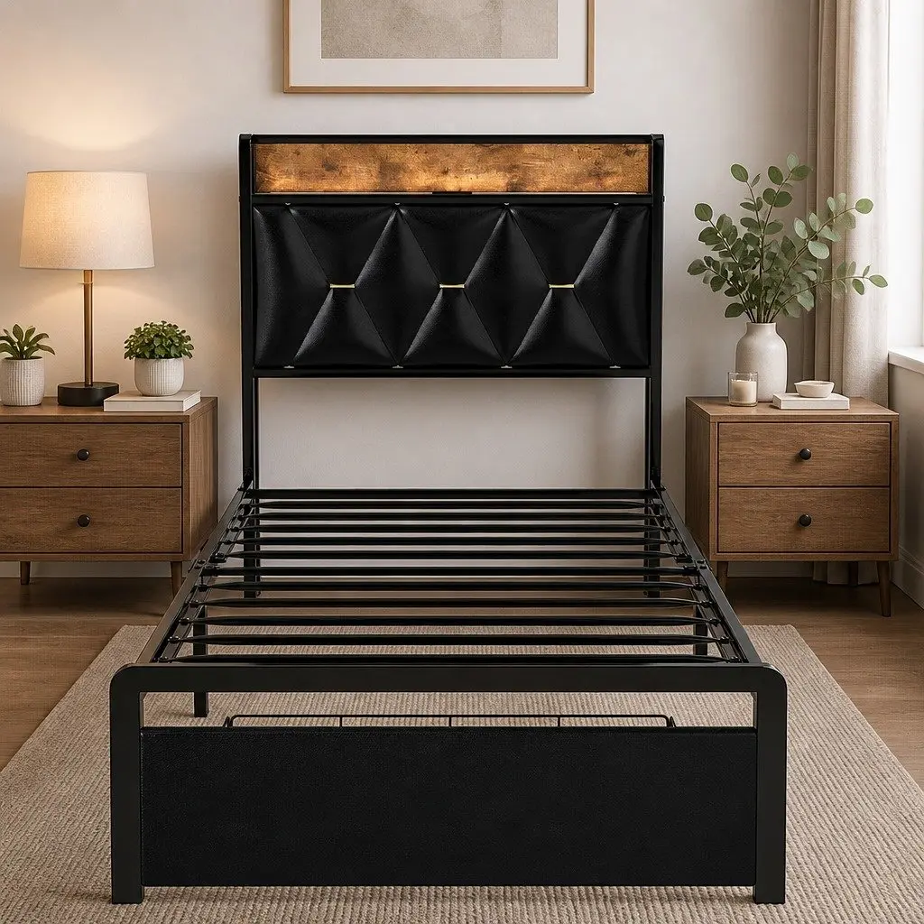 Single Bed Frame Offering Comfort and Essential Storage