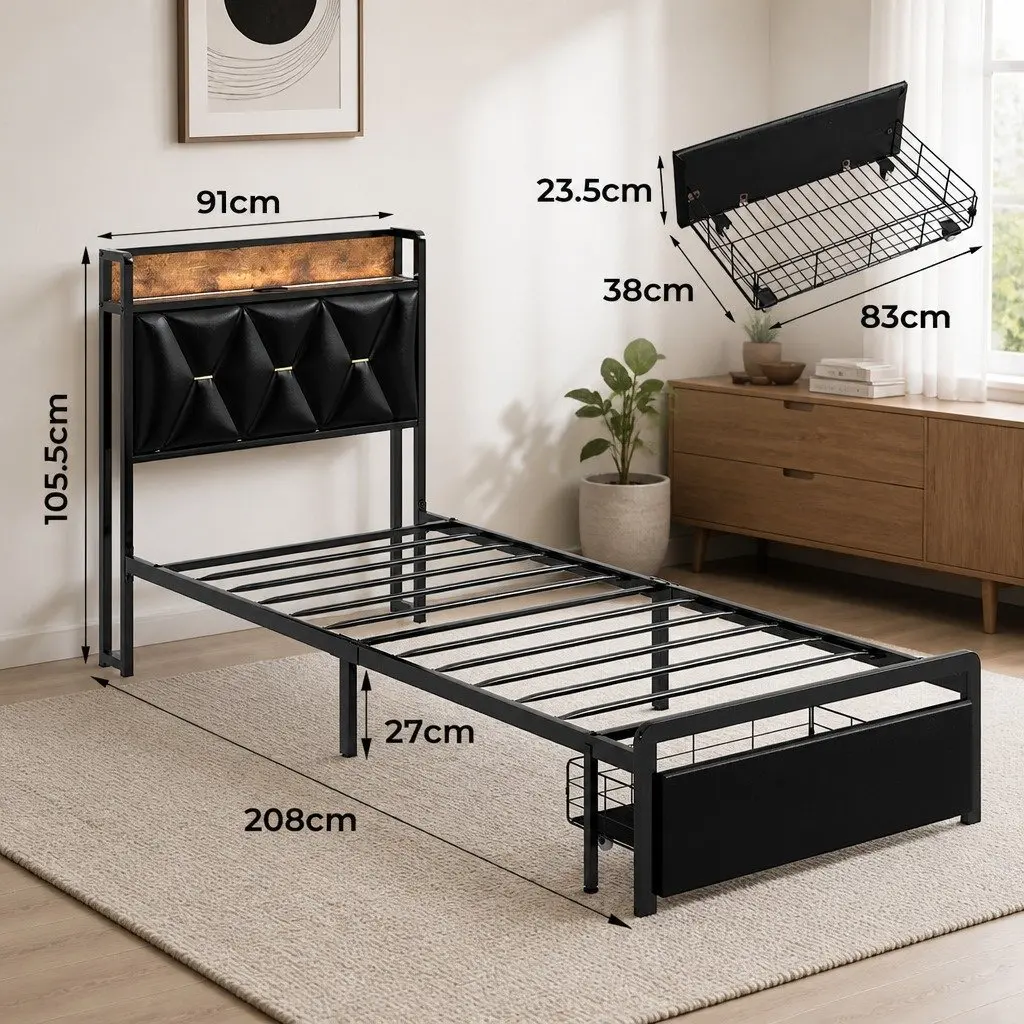 Single Bed Frame Offering Comfort and Essential Storage