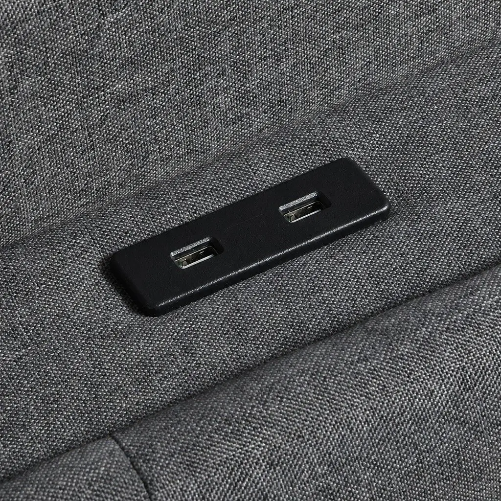 Single Bed Frame Gas Lift Storage Headboard USB Charging Grey Linen