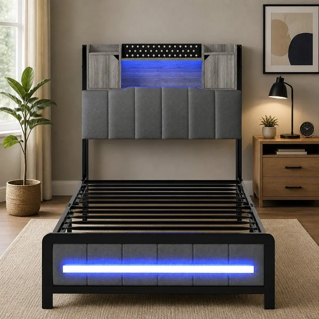 Single Bed Frame with LED Lights