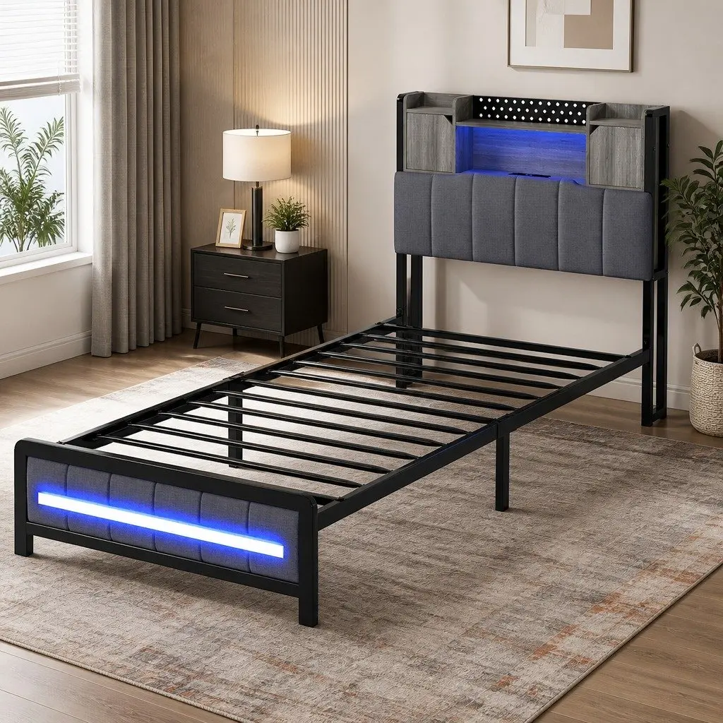 Single Bed Frame with LED Lights