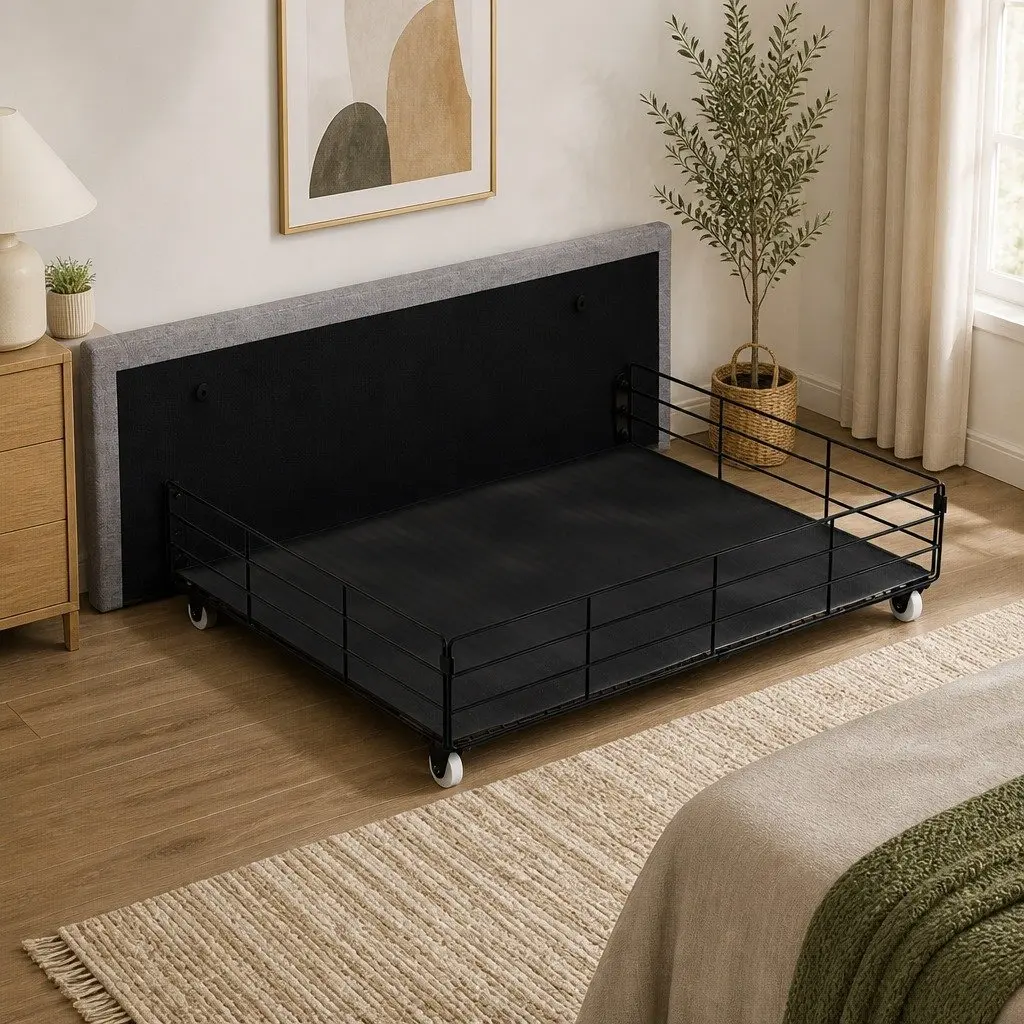 Gray Queen Bed Frame with Ample Storage