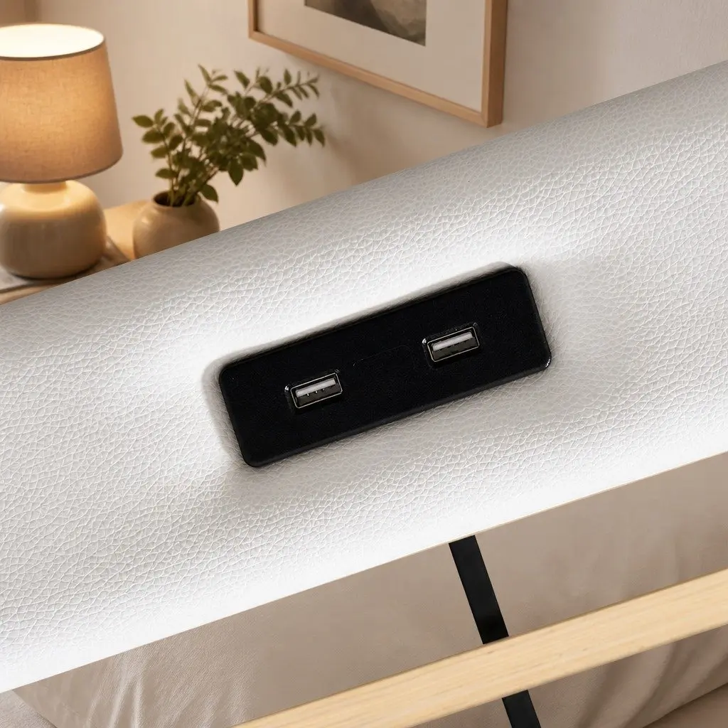 Single Bed Frame with USB Charging and LED Lights