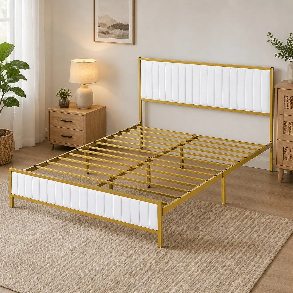 Double Bed Frame in Beige