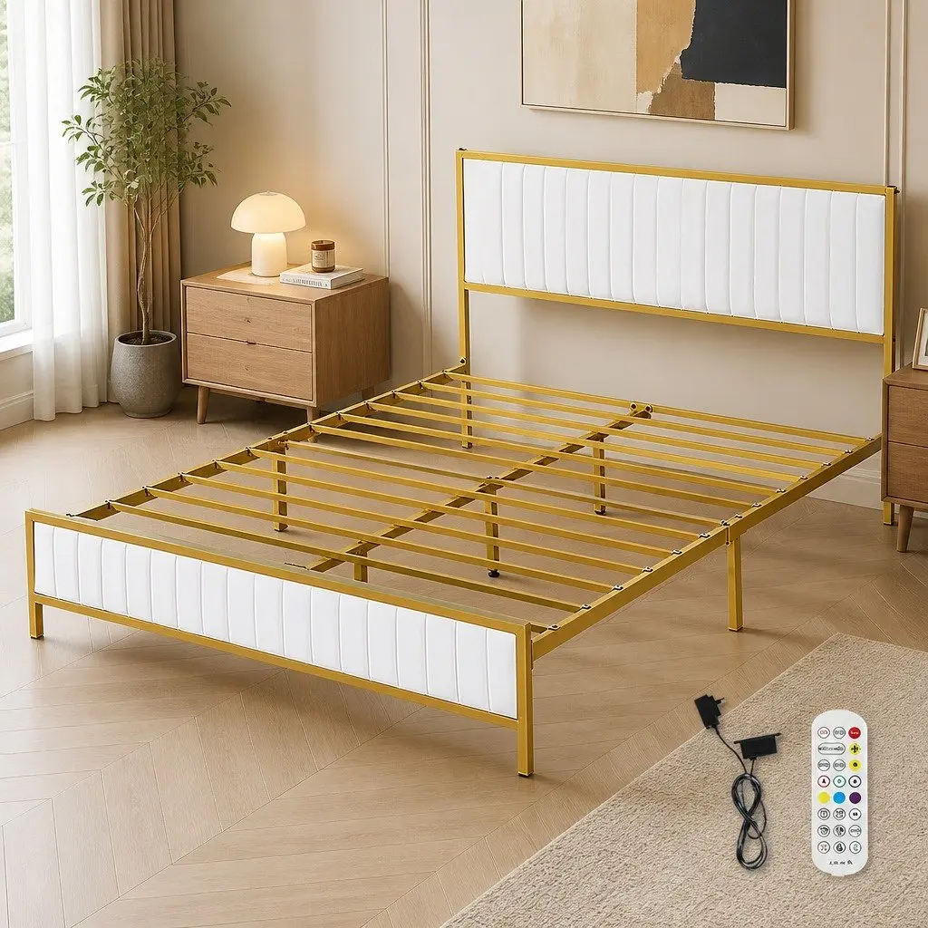 Double Bed Frame in Beige
