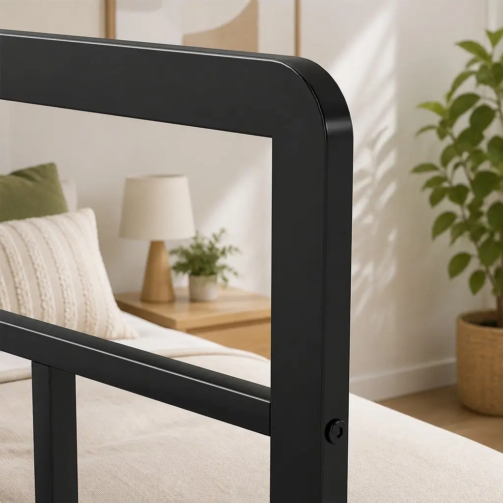Double Metal Bed Frame Platform Storage 120x190cm Black