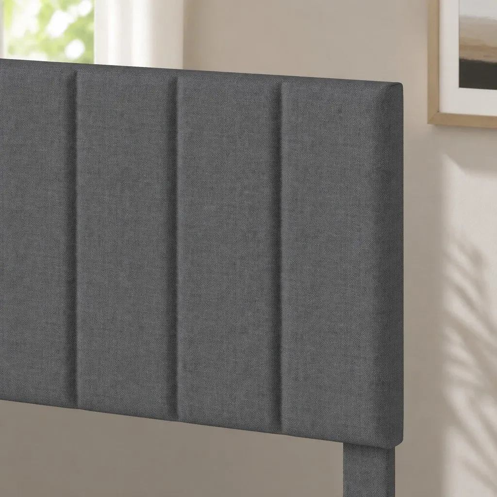 Upholstered Platform Bed Frame Double Size Storage Dark Grey