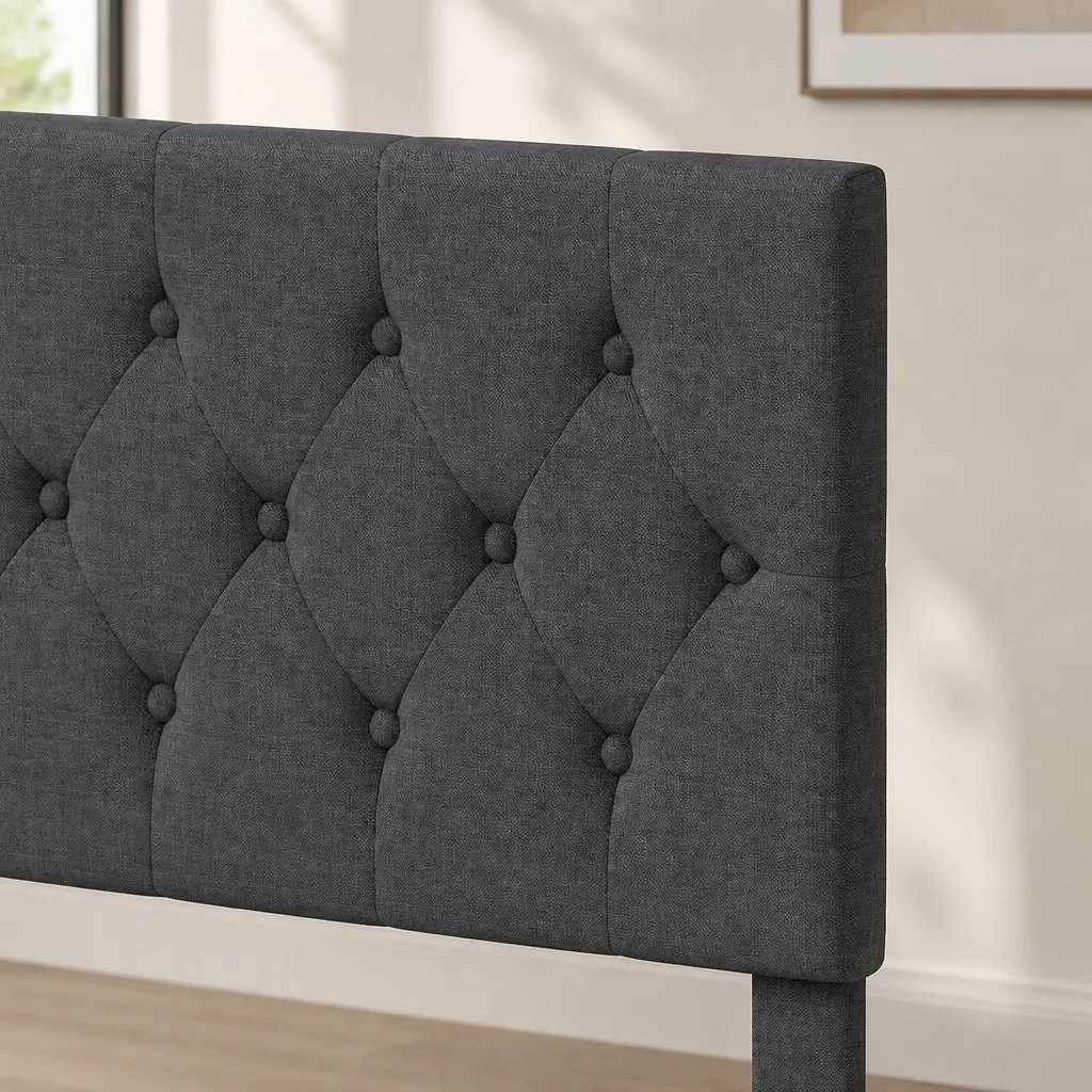 Queen Upholstered Platform Bed Frame Linen Fabric Storage Base Modern Bedroom