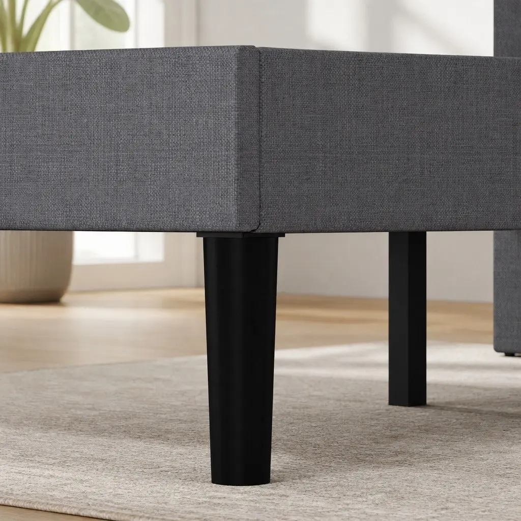 Queen Upholstered Platform Bed Frame Linen Fabric Storage Base Modern Bedroom