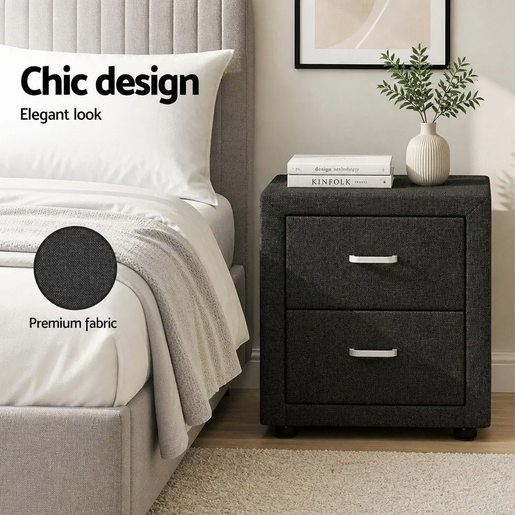 Bedside Table with Ample Storage in Charcoal
