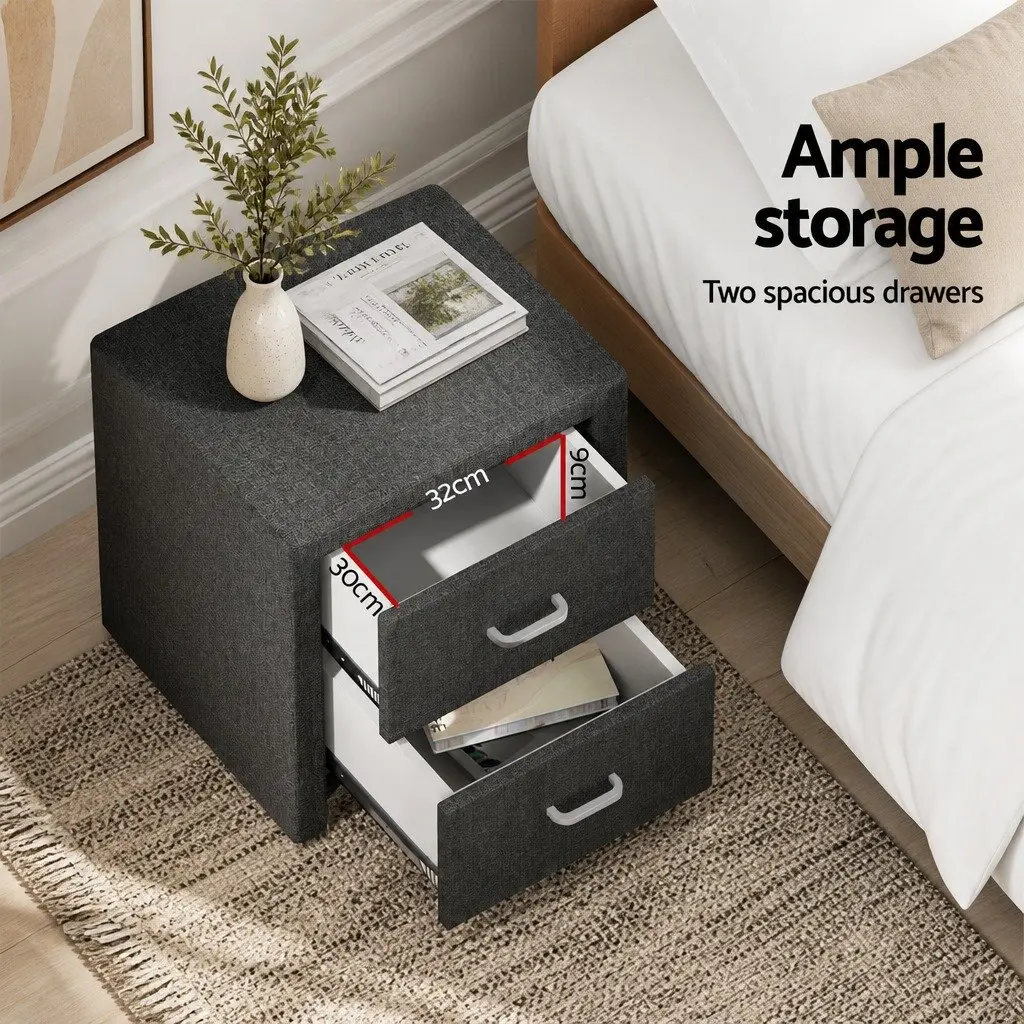 Bedside Table with Ample Storage in Charcoal