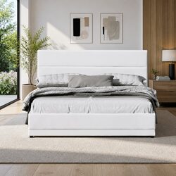 Value-Driven Queen Gas Lift Bed Frame with LED Functionality